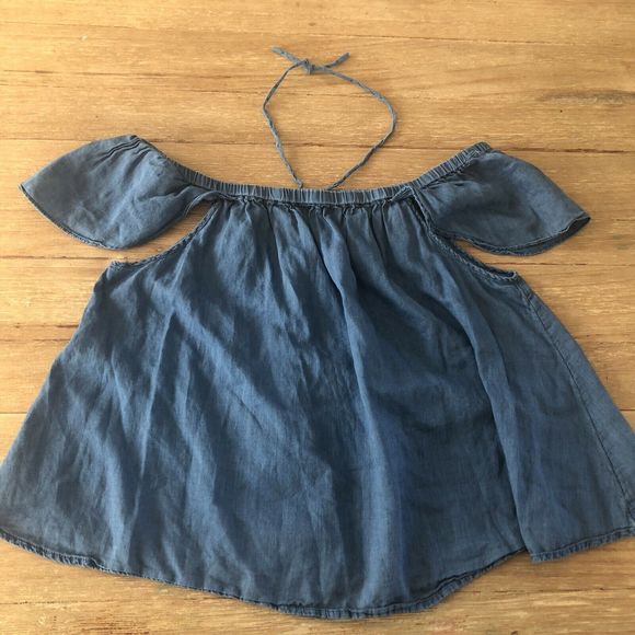 Madewell Indigo Cotton Gauzy Cold Shoulder S - Picture 6 of 6